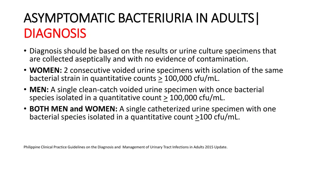 asymptomatic bacteriuria in adults asymptomatic 1