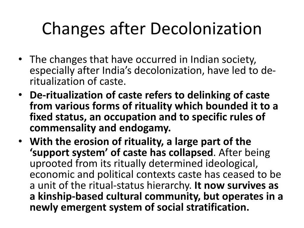 changes after decolonization