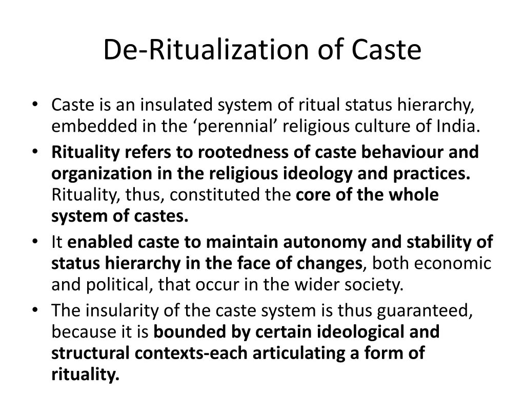 de ritualization of caste