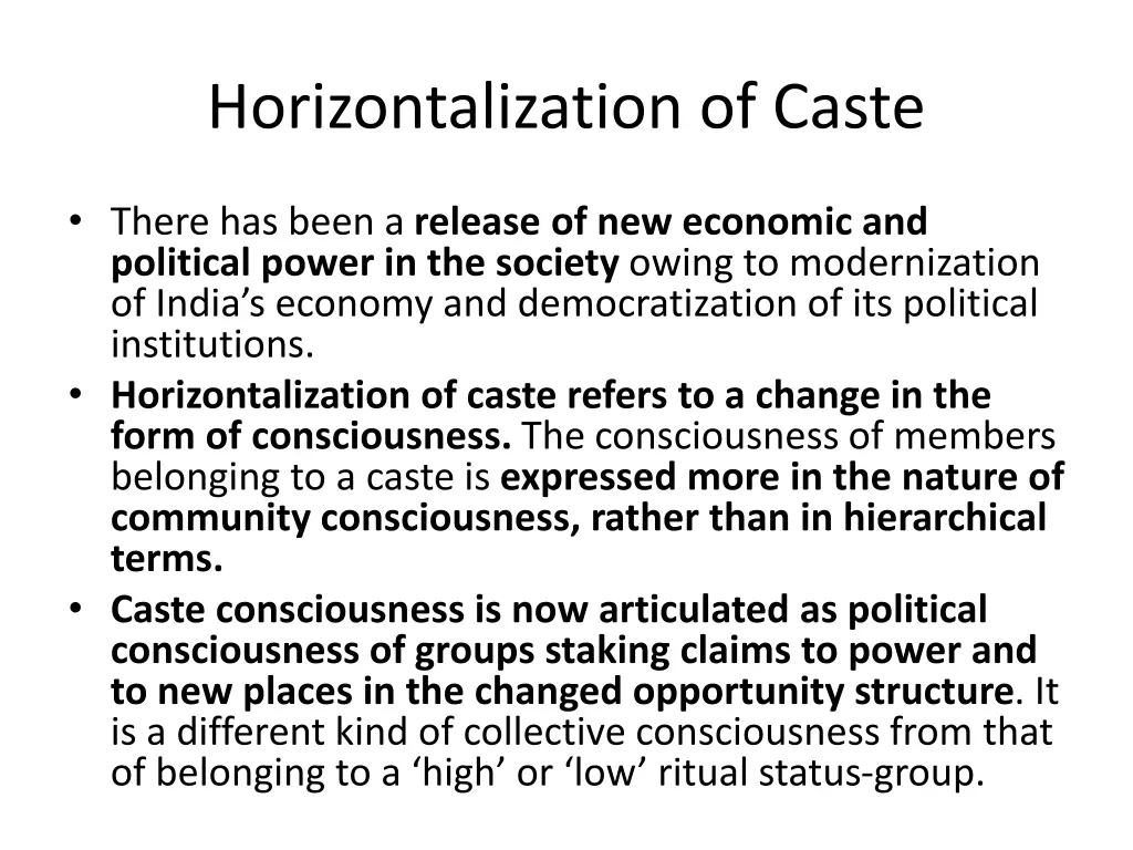 horizontalization of caste