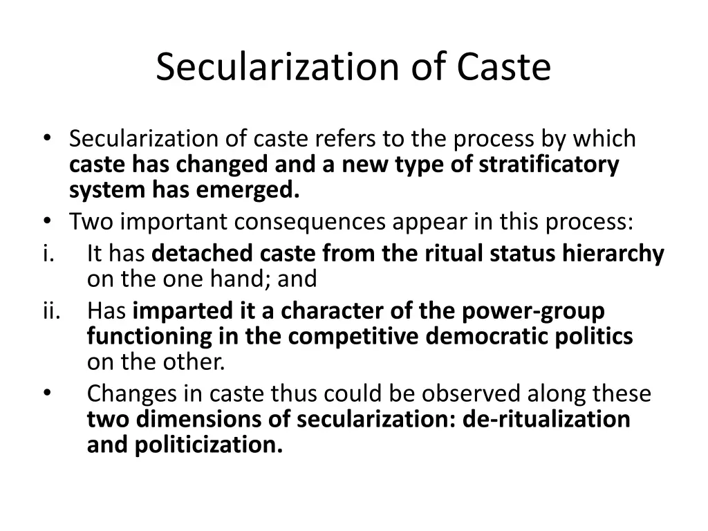 secularization of caste