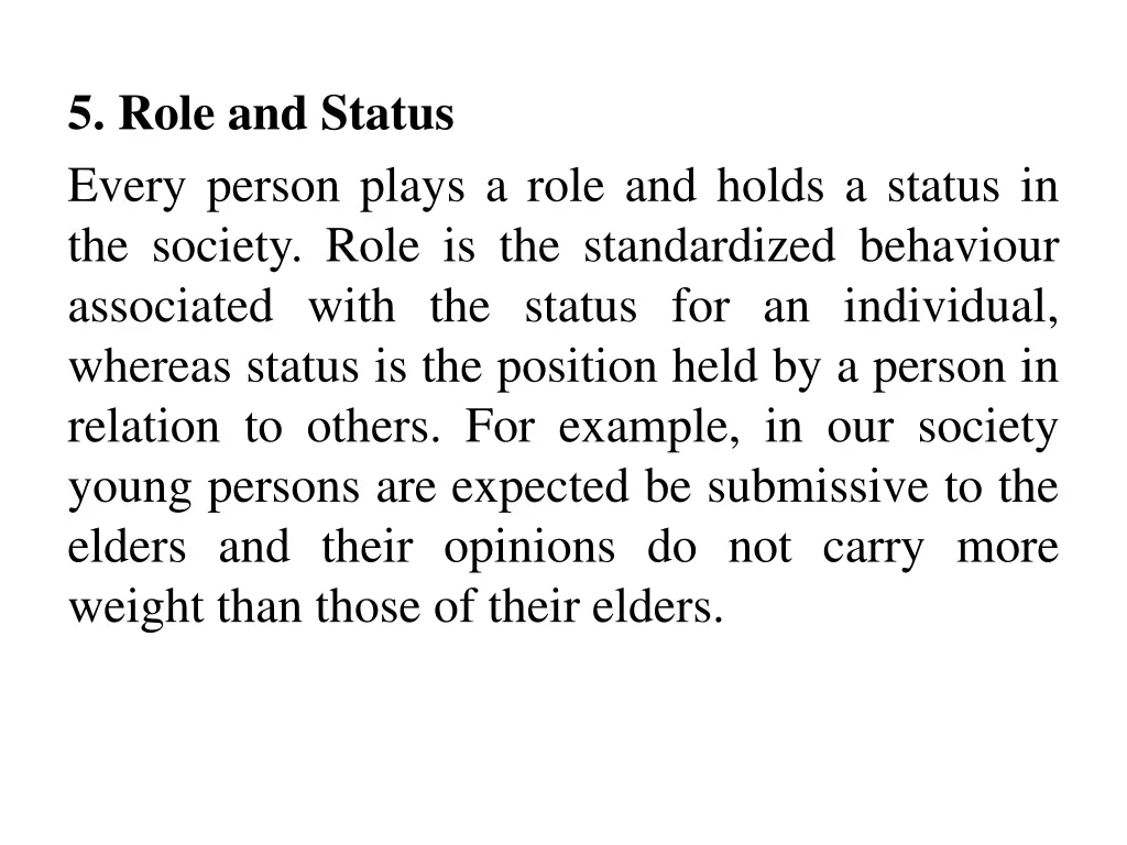 5 role and status every person plays a role