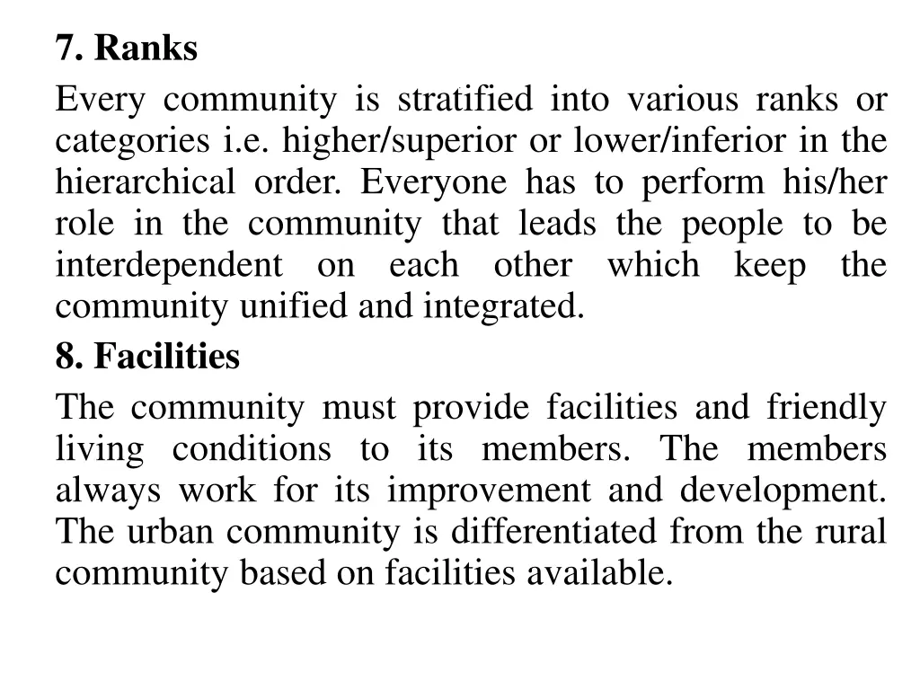 7 ranks every community is stratified into