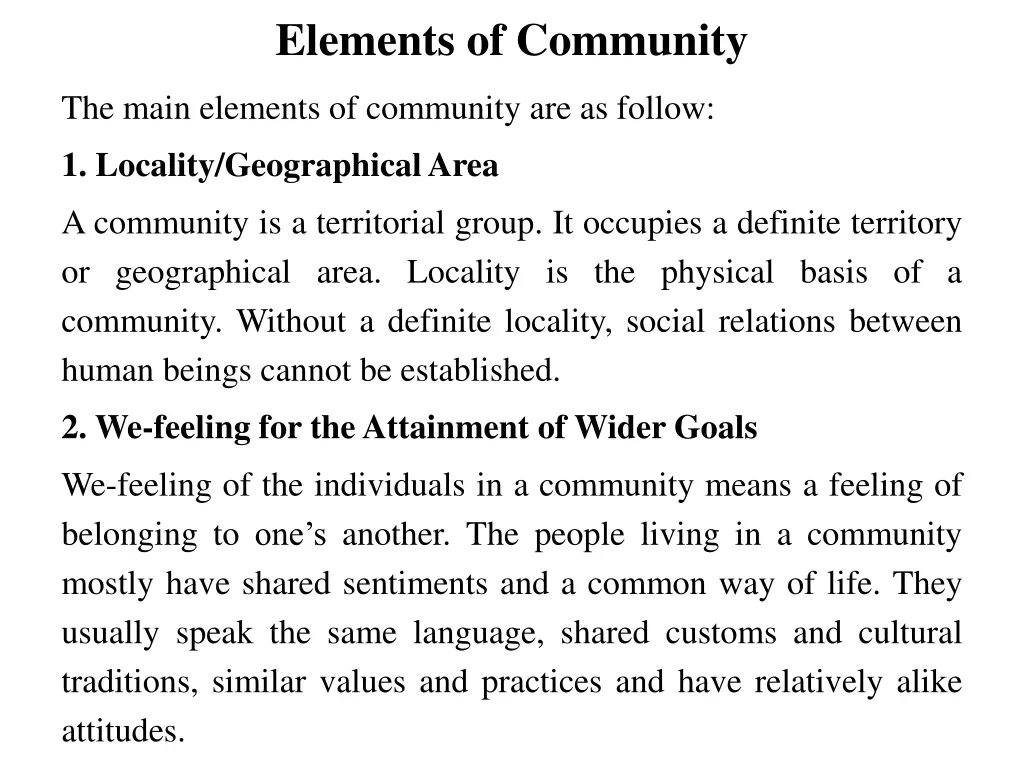 elements of community