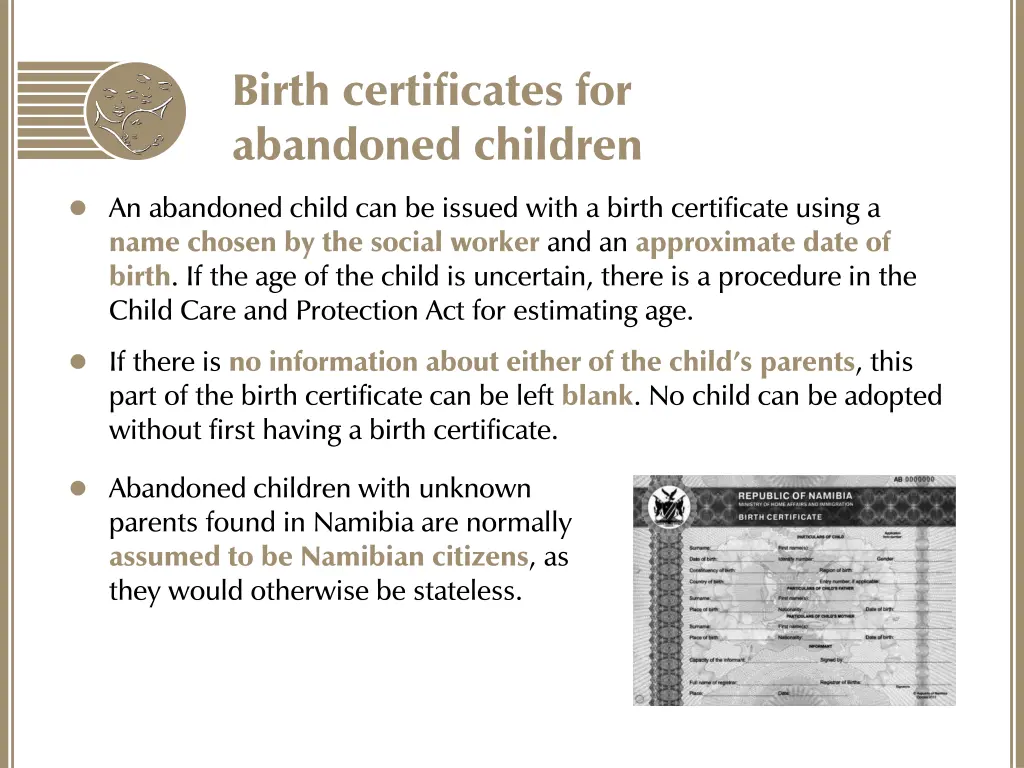 birth certificates for abandoned children