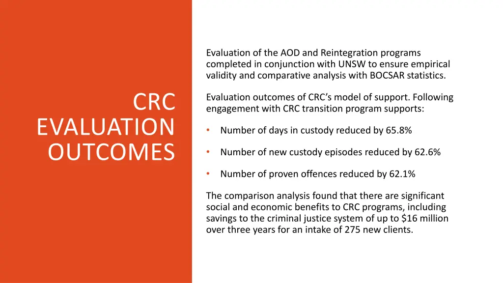 evaluation of the aod and reintegration programs