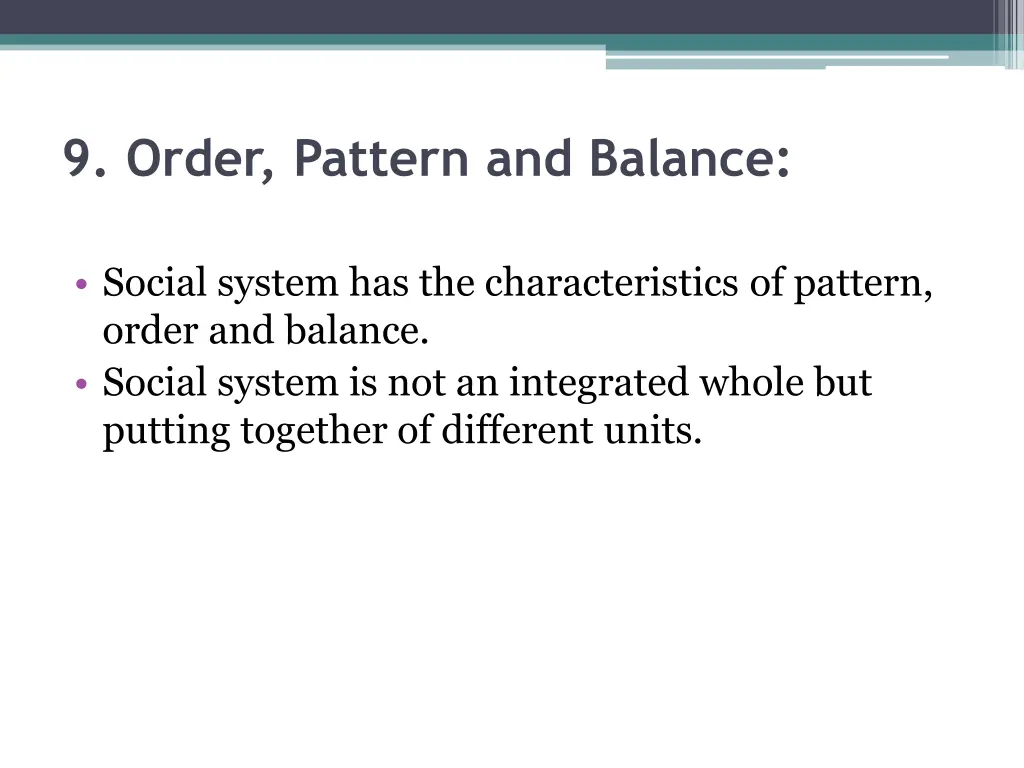 9 order pattern and balance