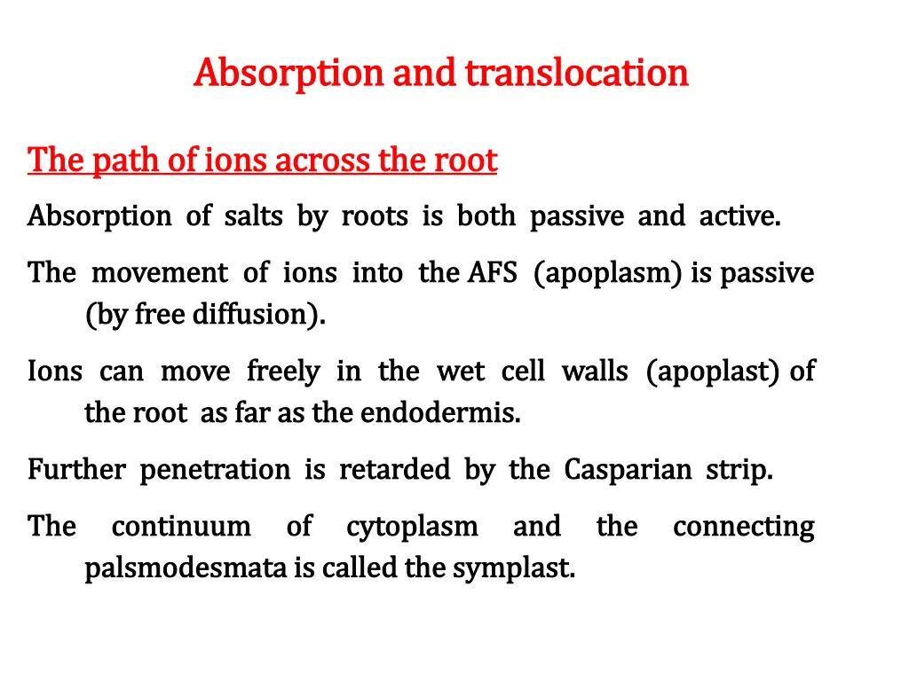 absorption and translocation absorption