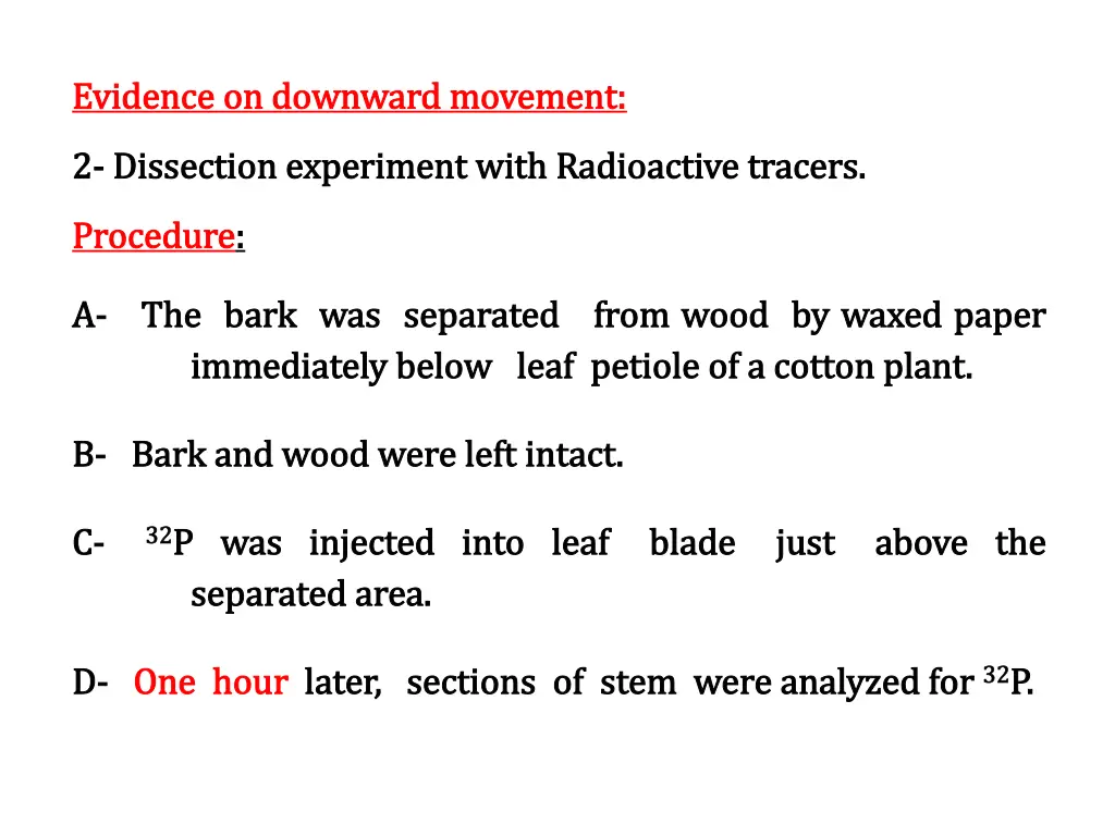 evidence on downward movement evidence