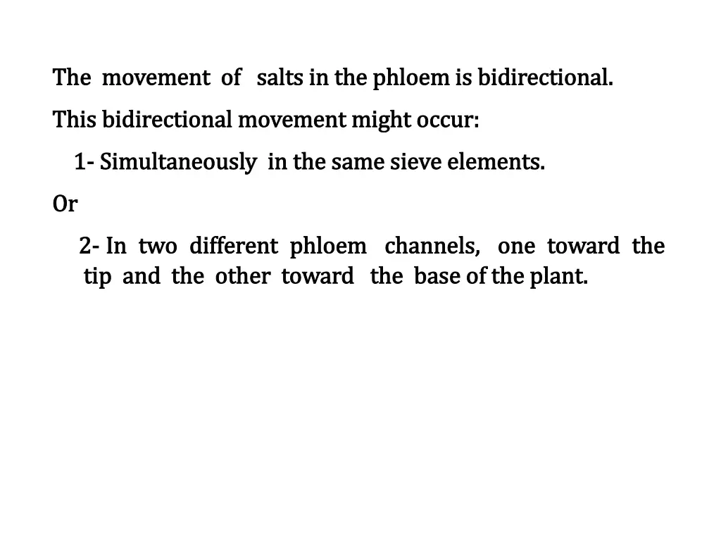 the movement of salts in the phloem