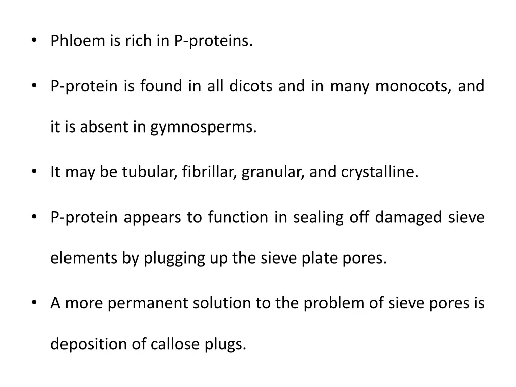 phloem is rich in p proteins