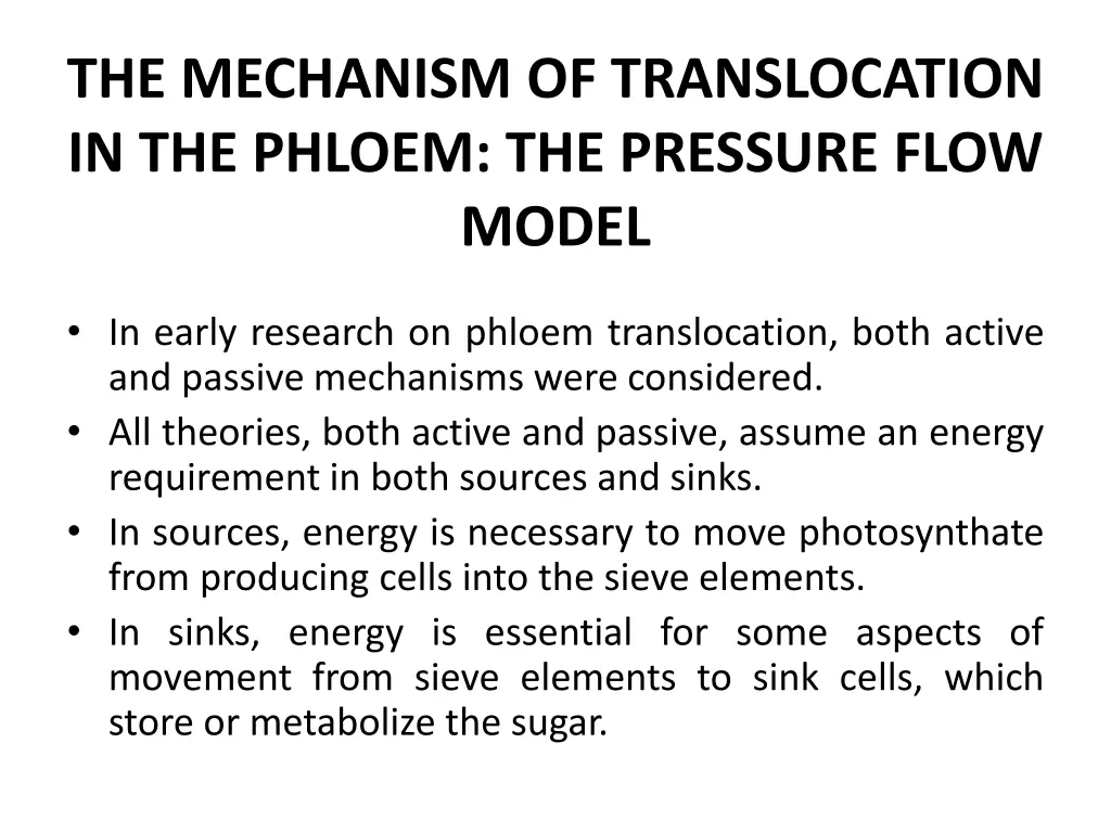 the mechanism of translocation in the phloem