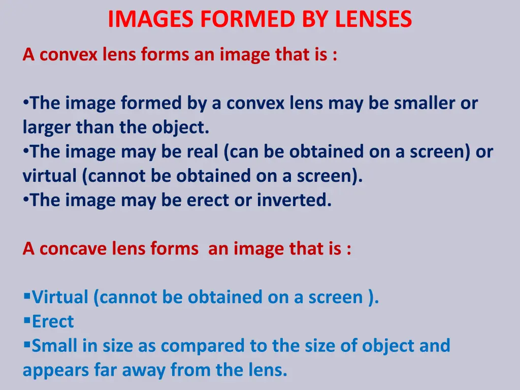 images formed by lenses