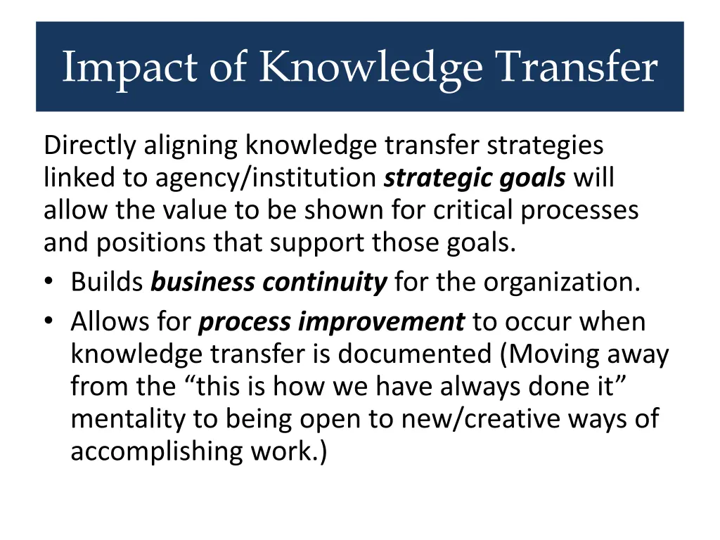 impact of knowledge transfer