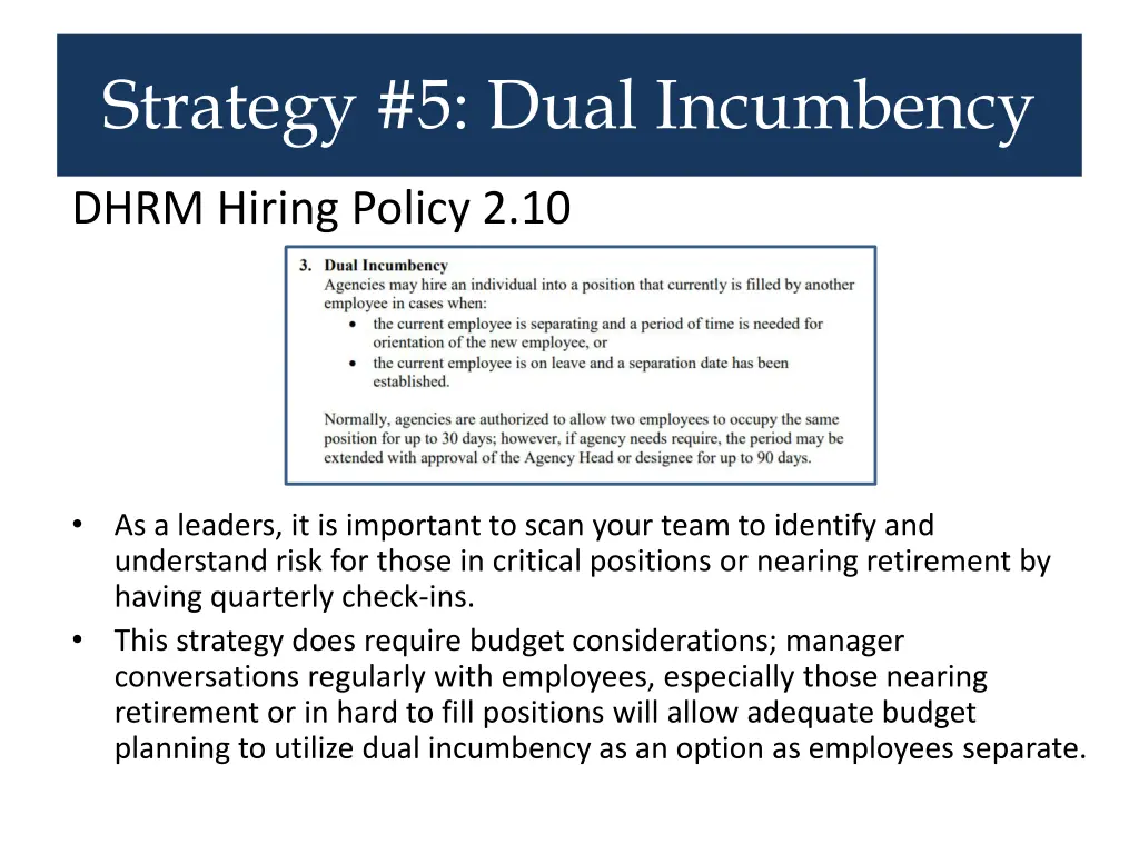 strategy 5 dual incumbency