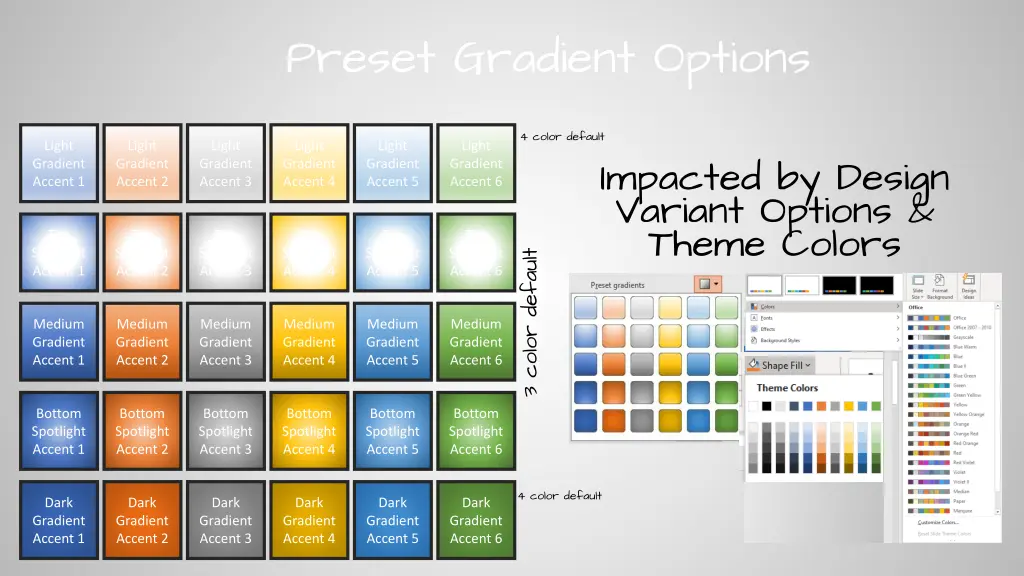 preset gradient options