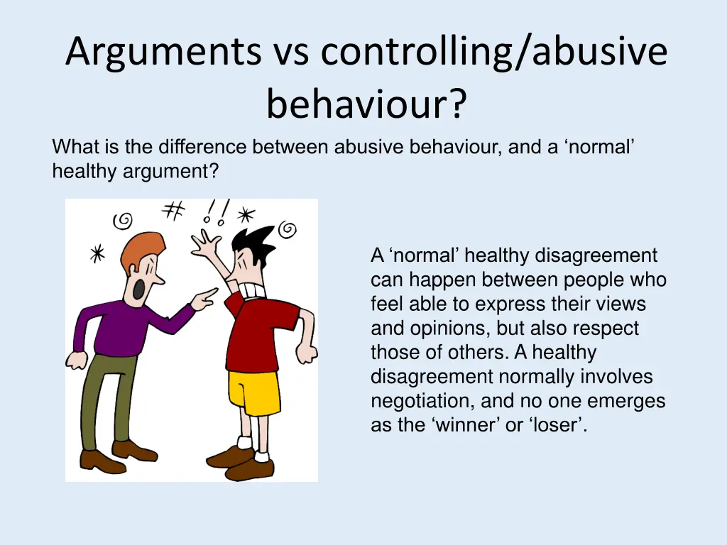 arguments vs controlling abusive behaviour what