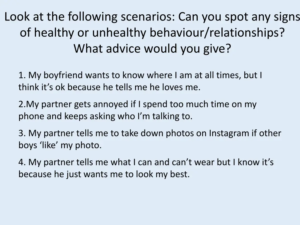 look at the following scenarios can you spot