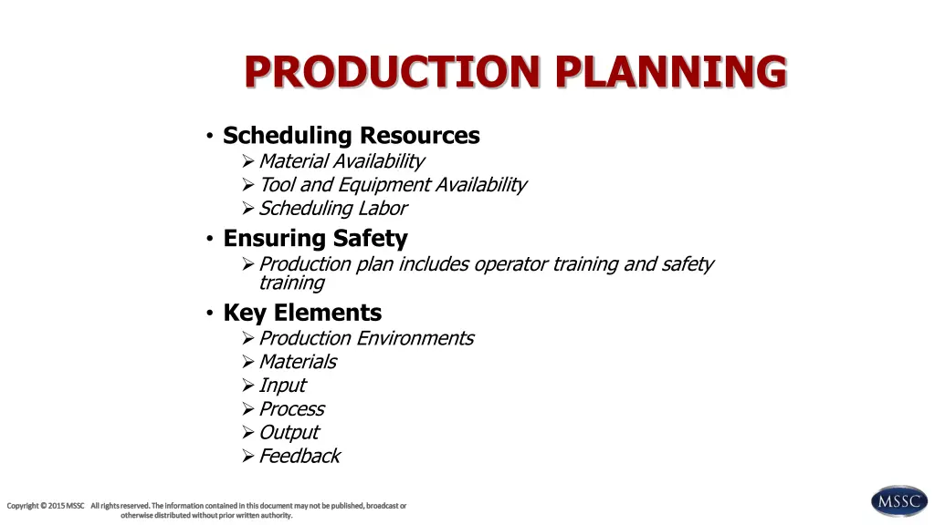 production planning