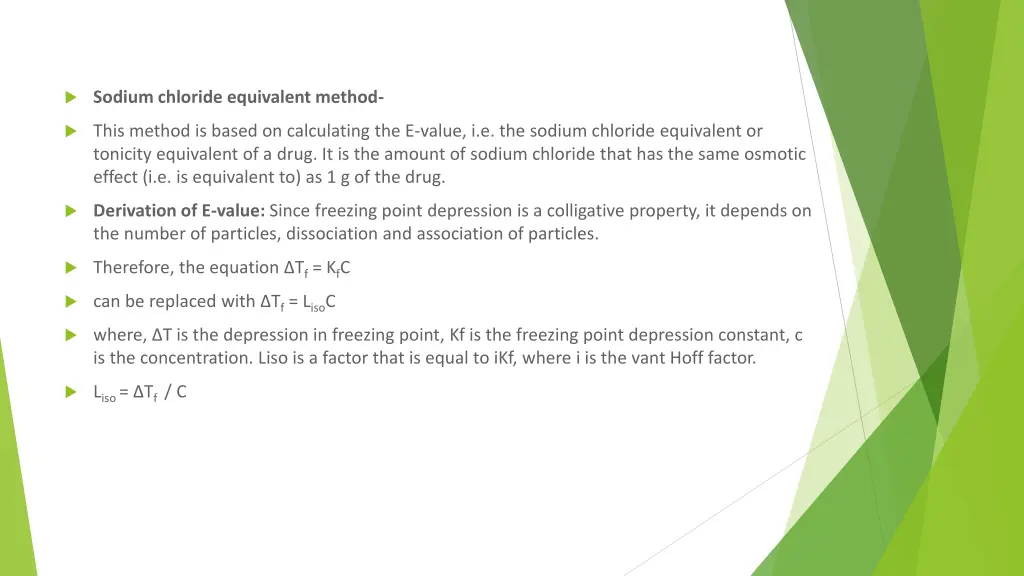 sodium chloride equivalent method