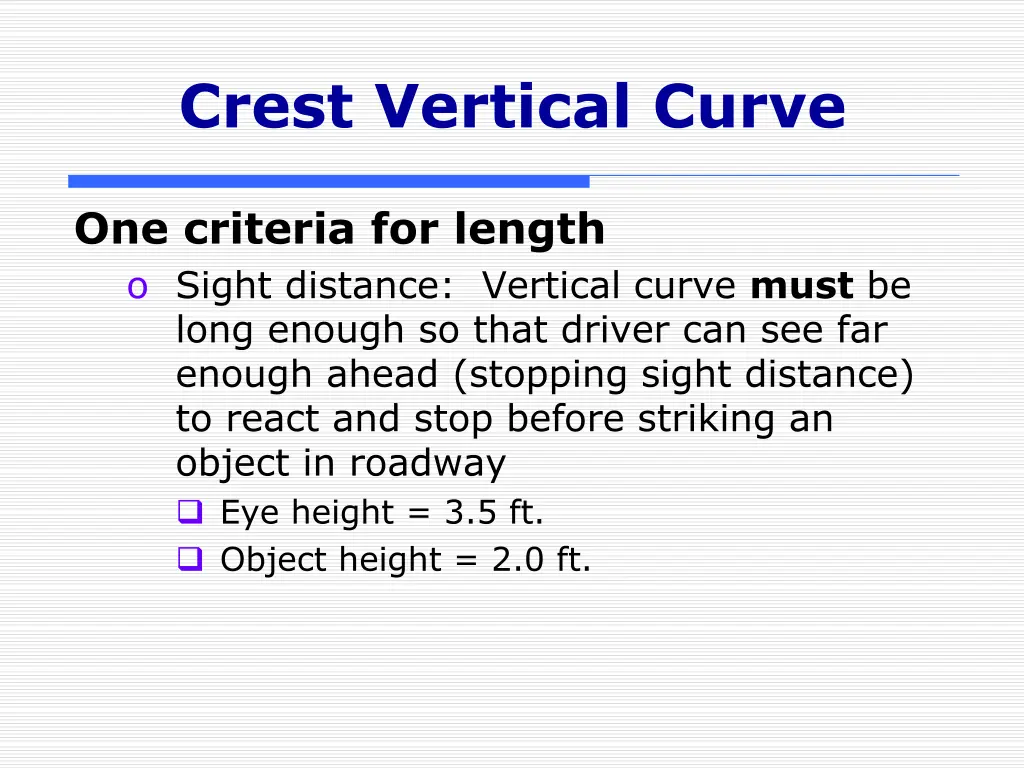 crest vertical curve