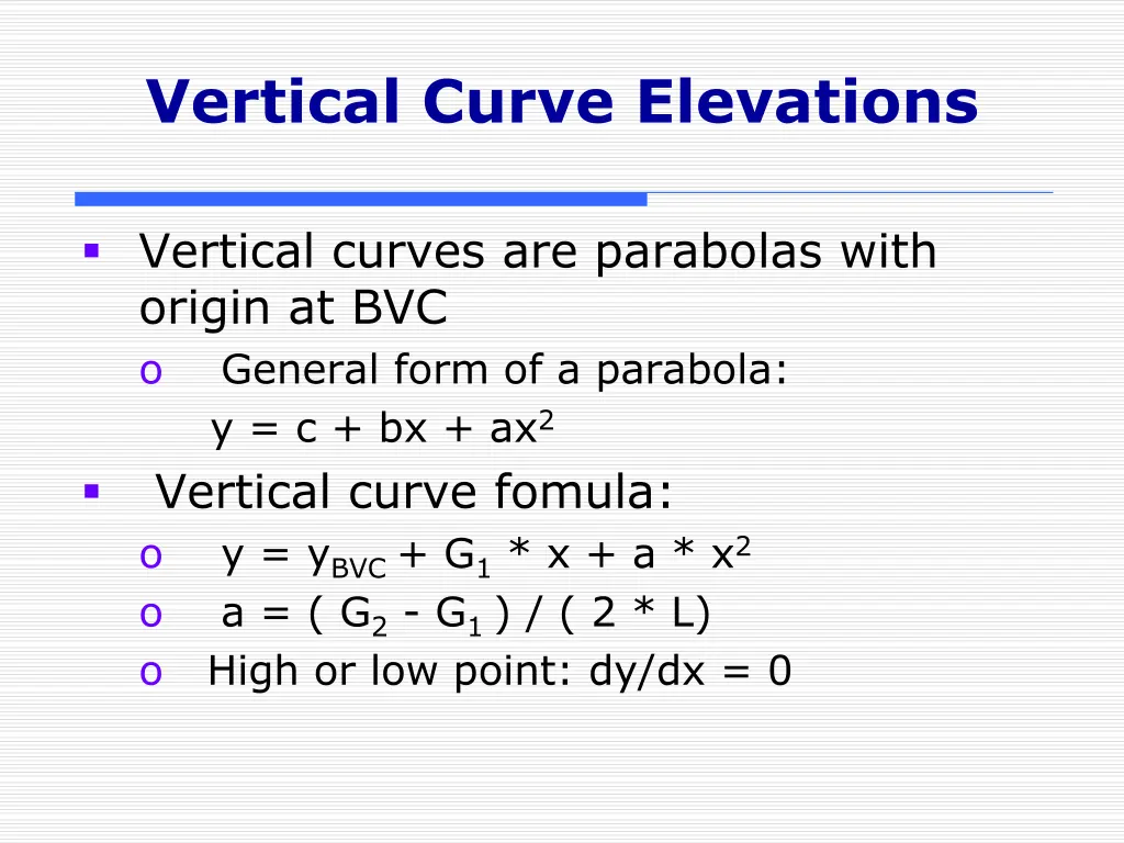 vertical curve elevations 1