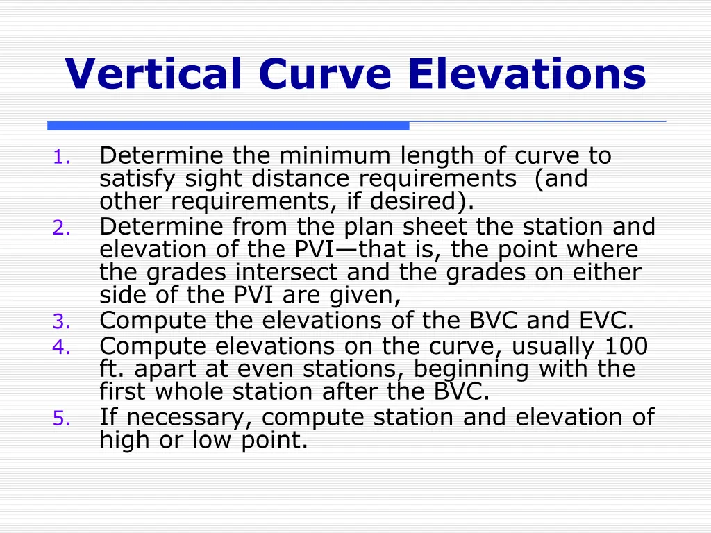 vertical curve elevations 2