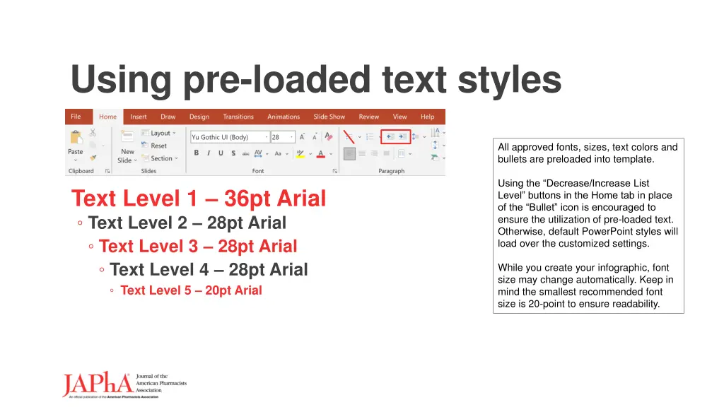 using pre loaded text styles