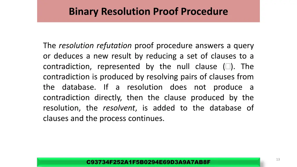 binary resolution proof procedure