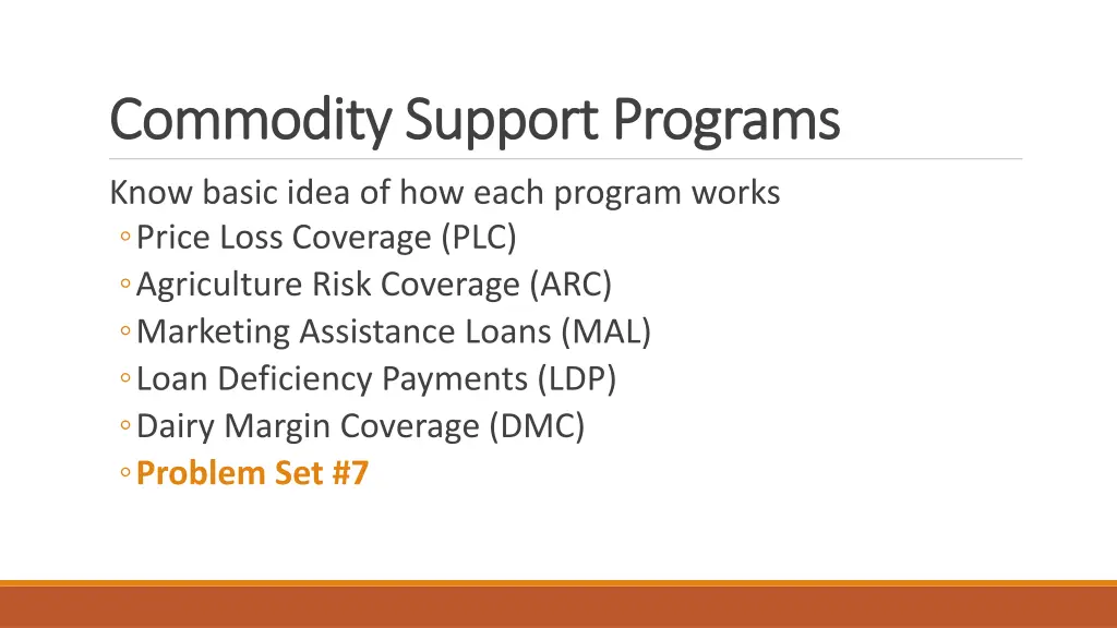 commodity support programs commodity support