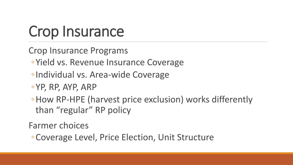 crop insurance crop insurance