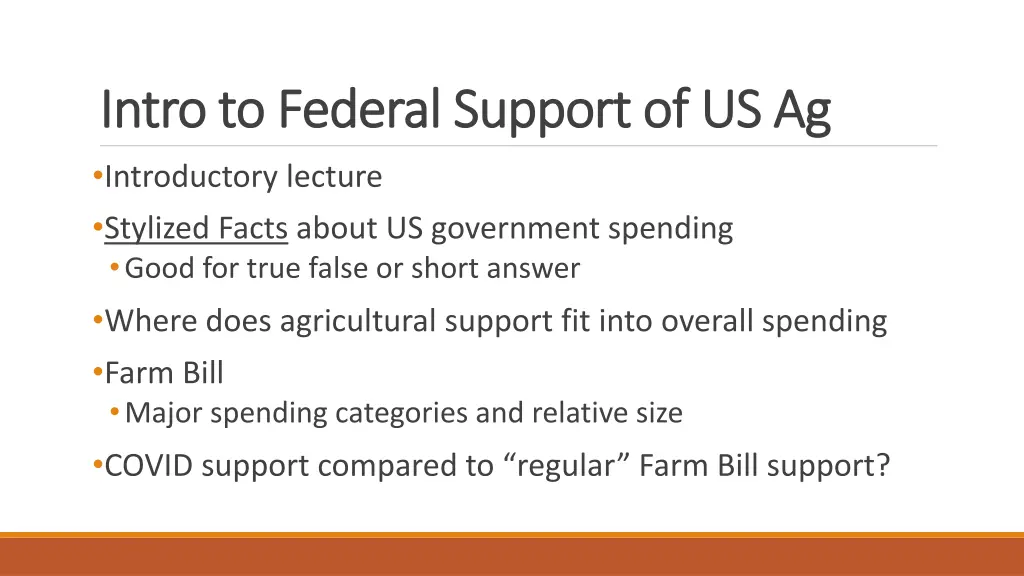 intro to federal support of us ag intro