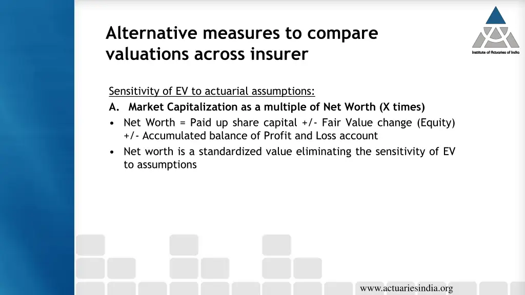 alternative measures to compare valuations across 2