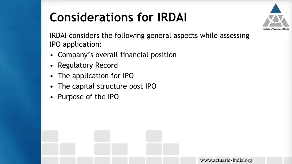 considerations for irdai