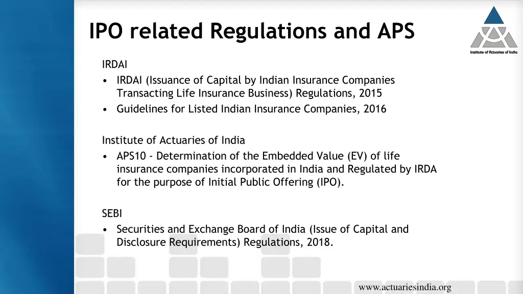 ipo related regulations and aps