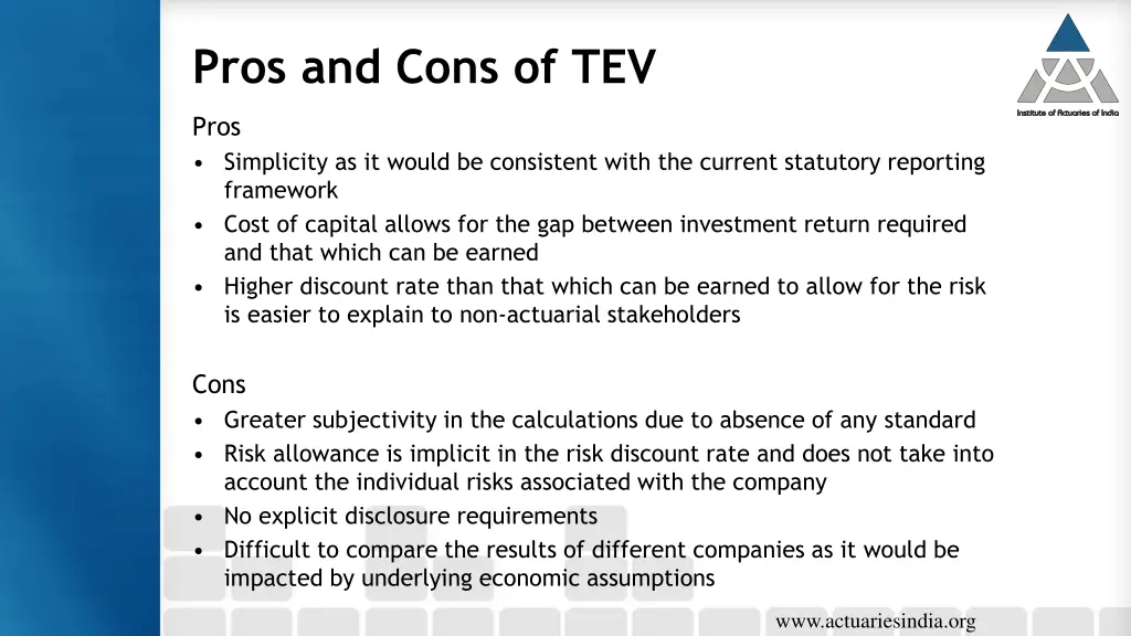 pros and cons of tev