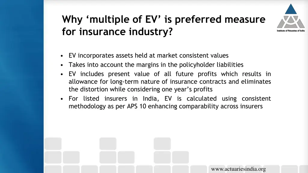 why multiple of ev is preferred measure