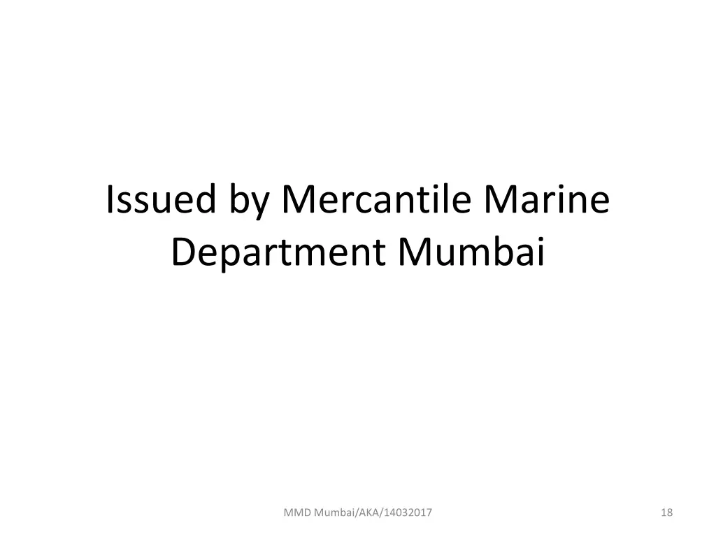 issued by mercantile marine department mumbai