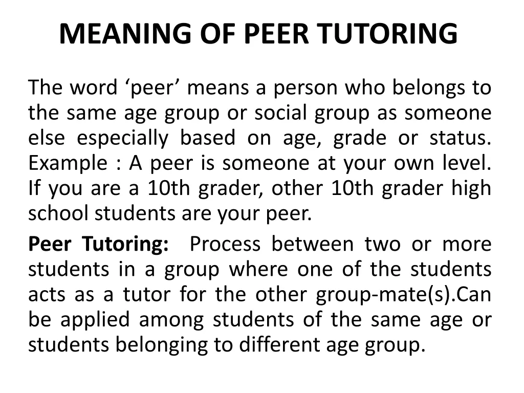 meaning of peer tutoring