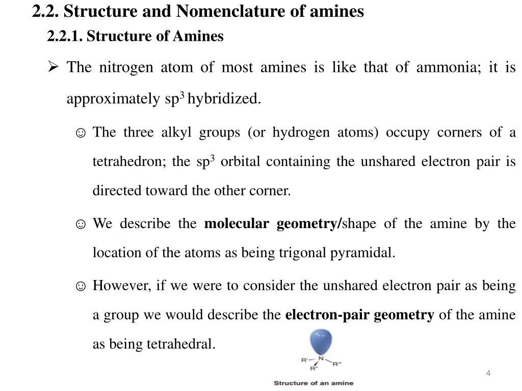 2 2 structure and nomenclature of amines