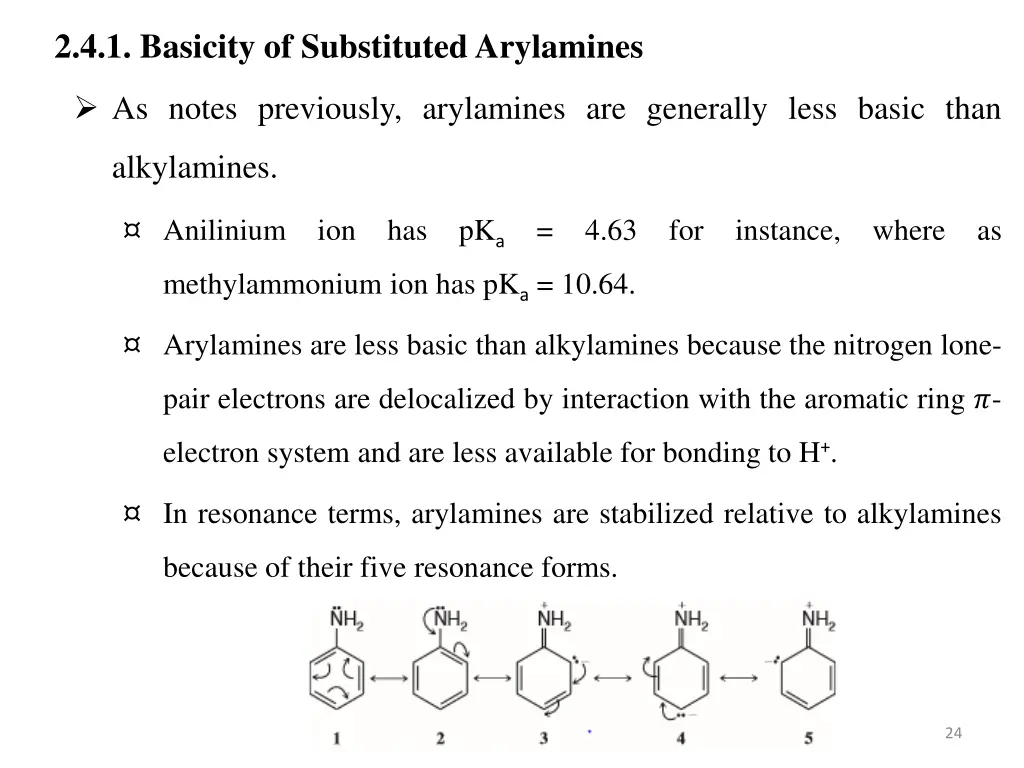 2 4 1 basicity of substituted arylamines