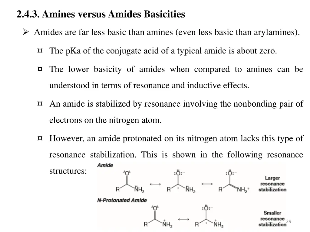 2 4 3 amines versus amides basicities