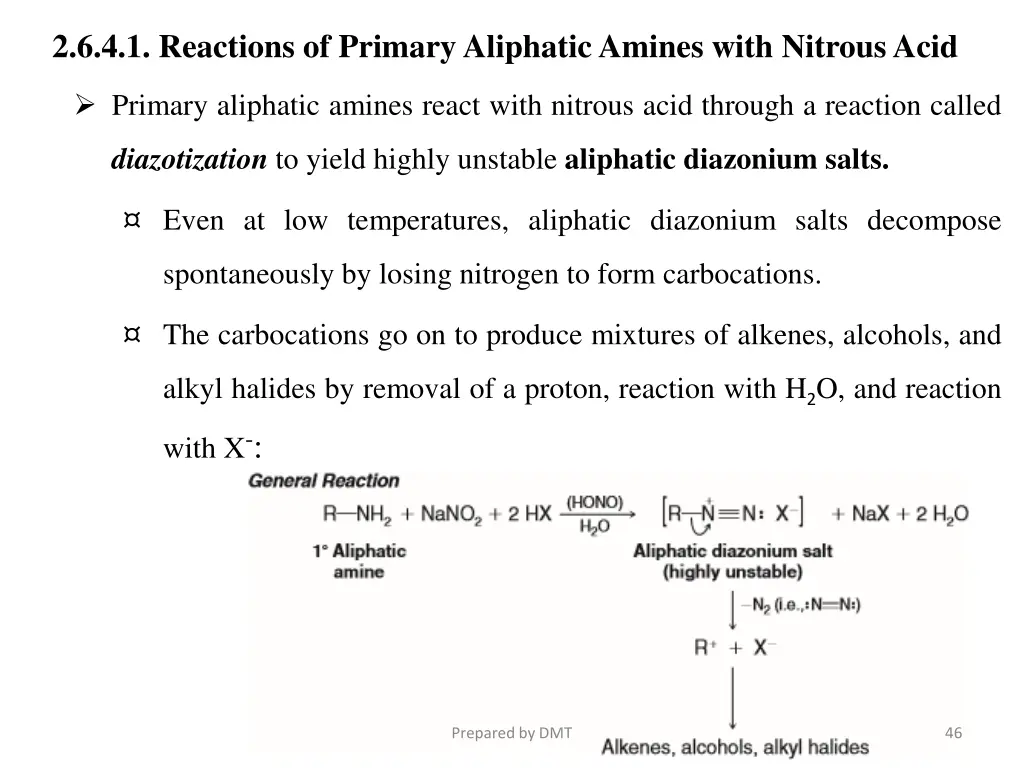 2 6 4 1 reactions of primary aliphatic amines