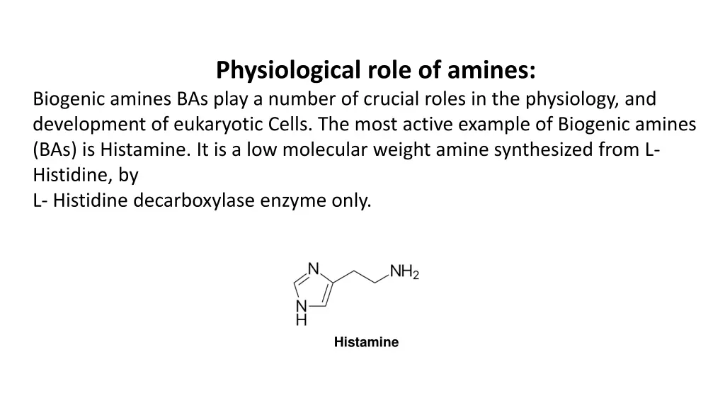 physiological role of amines