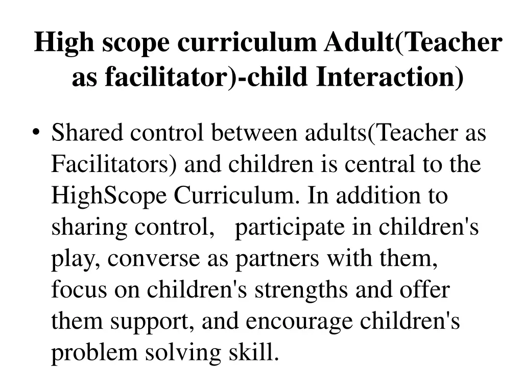 high scope curriculum adult teacher