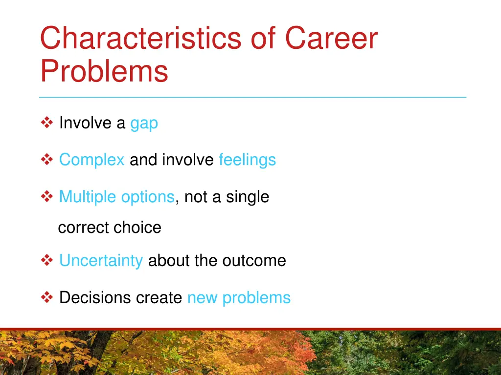 characteristics of career problems