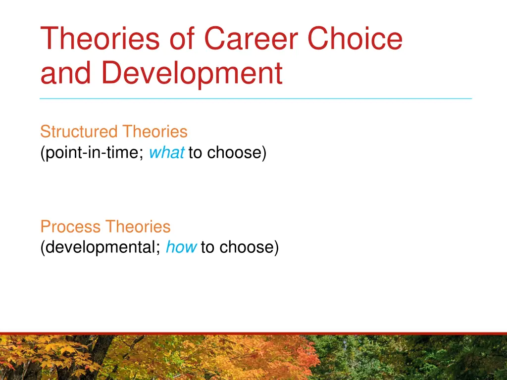 theories of career choice and development 1