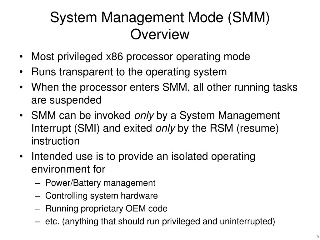 system management mode smm overview