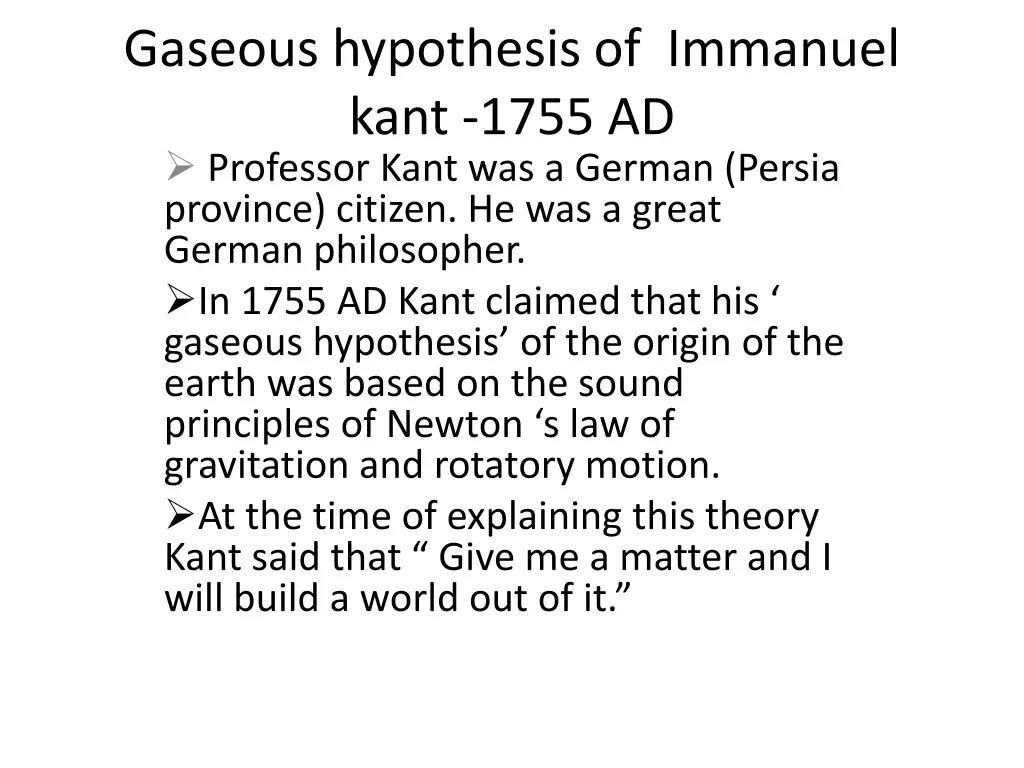 gaseous hypothesis of immanuel kant 1755