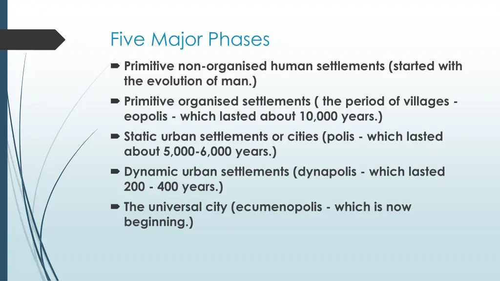 five major phases